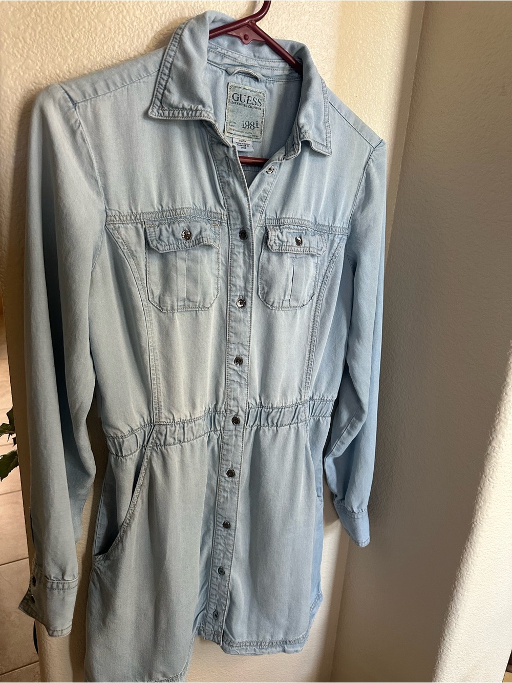 GUESS Light Blue Denim Shirt Dress